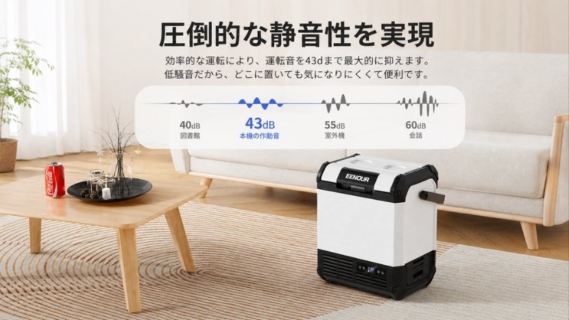 ECO約23W・MAX約38W｜約43dB以下の静音設計