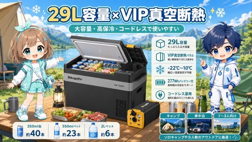 BougeRV CR Pro VIP 29Lを徹底解説｜保冷力に強い大容量冷蔵庫