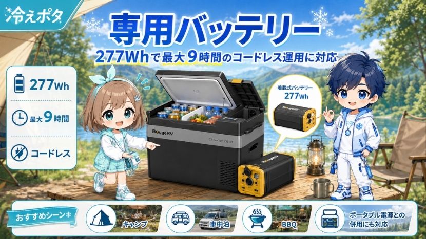専用バッテリー｜277Whで最大9時間のコードレス運用に対応