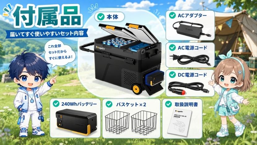 BougeRV CRD2 V2.0 49L BT キャスター付の付属品