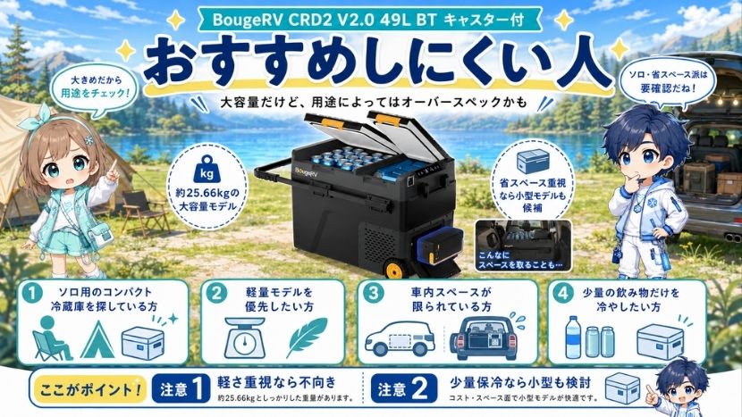 BougeRV CRD2 V2.0 49L BT キャスター付をおすすめしにくい人