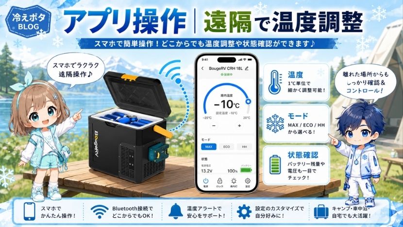 アプリ操作|遠隔で温度調整やモード切替ができる