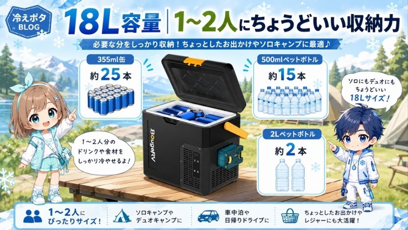 18L容量|1〜2人にちょうどいい収納力