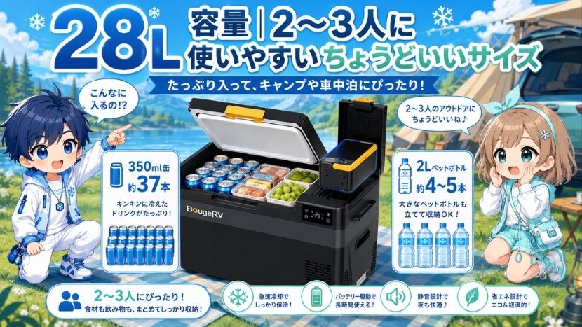 28L容量|2〜3人に使いやすいちょうどいいサイズ