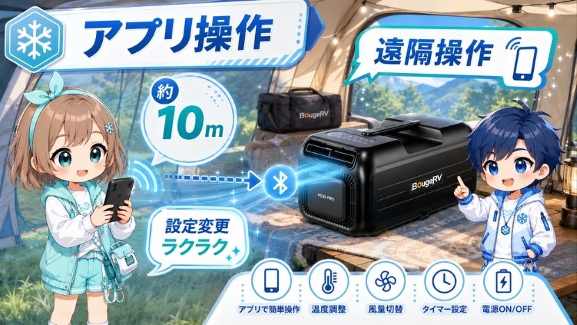アプリ操作対応｜約10m範囲で遠隔操作できる