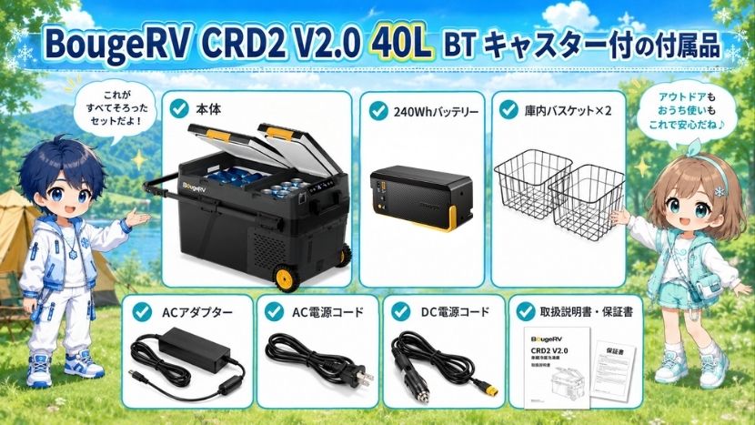 BougeRV CRD2 V2.0 40L BT キャスター付の付属品