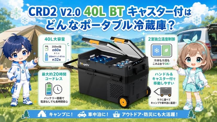 CRD2 V2.0 40L BT キャスター付はどんなポータブル冷蔵庫？