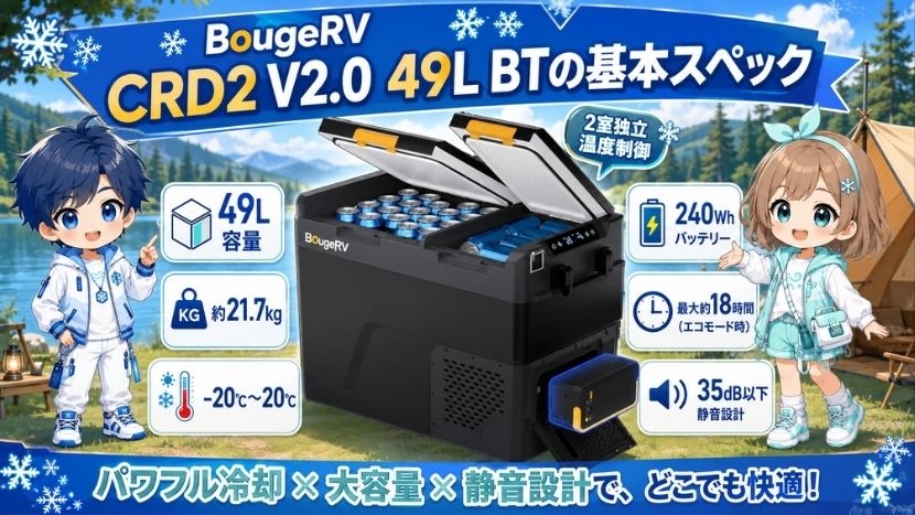 CRD2 V2.0 49L BT付ハンドル&キャスターなしモデルの基本スペック