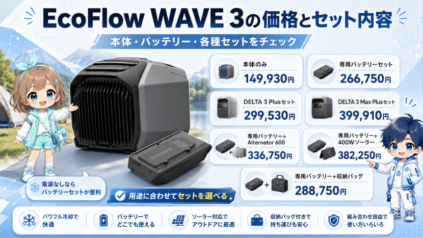 EcoFlow WAVE 3の価格とセット内容