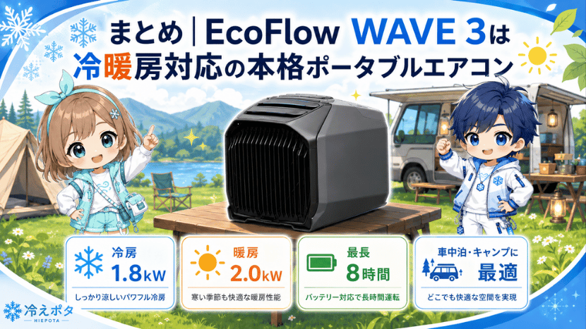 まとめ｜EcoFlow WAVE 3は冷暖房対応の本格ポータブルエアコン