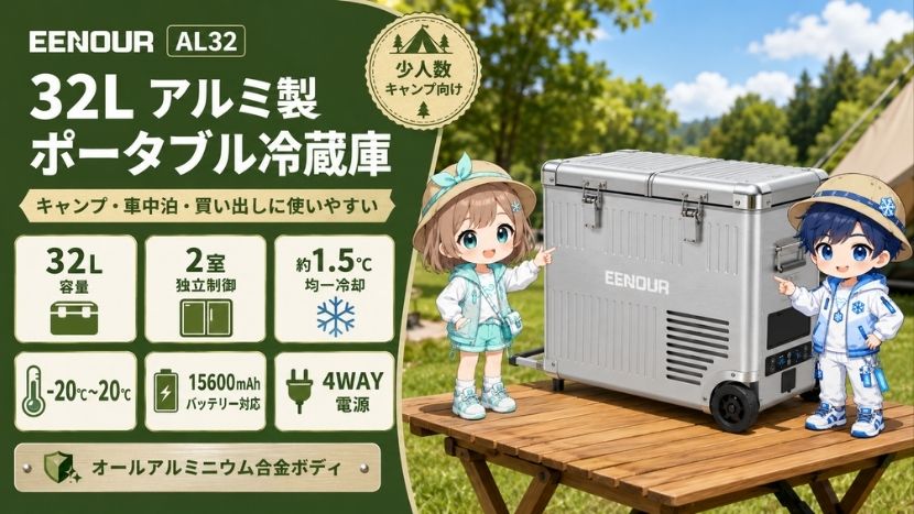 EENOUR AL32｜32Lアルミ製ポータブル冷蔵庫のスペック詳細