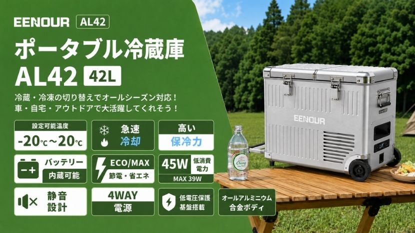 EENOUR AL42｜アルミ製ポータブル冷蔵庫の特徴と収納力