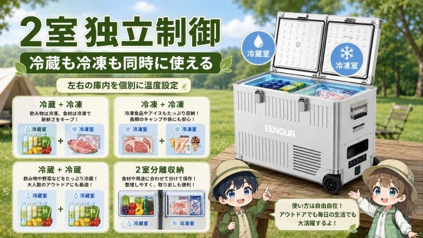 2室独立制御｜冷蔵も冷凍も同時に使える