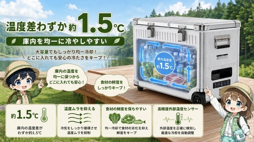 温度差わずか約1.5℃｜庫内を均一に冷やしやすい