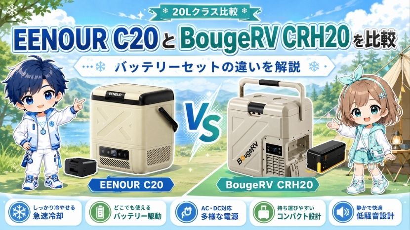 EENOUR C20とBougeRV CRH20を比較｜バッテリーセットの違いを解説