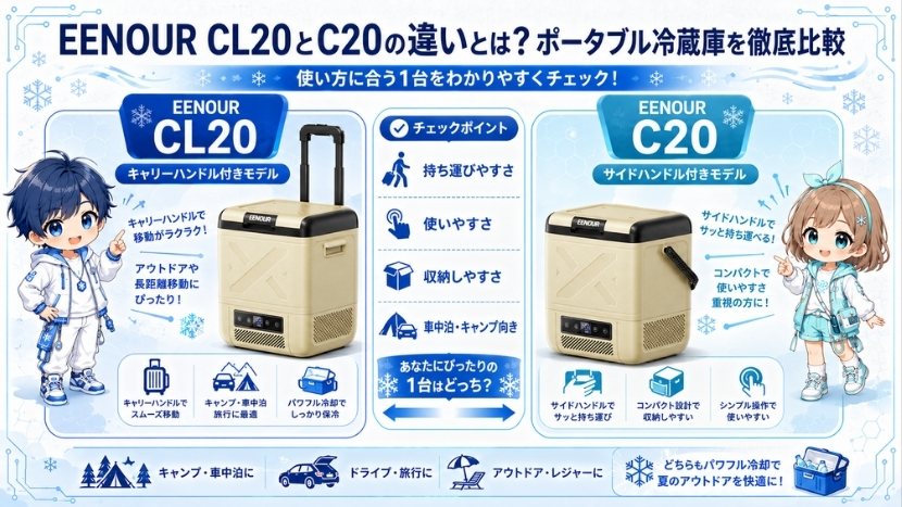 EENOUR CL20とC20の違いとは？ポータブル冷蔵庫を徹底比較