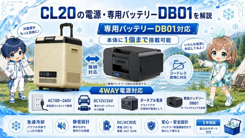 CL20は専用バッテリー(別売)駆動が可能