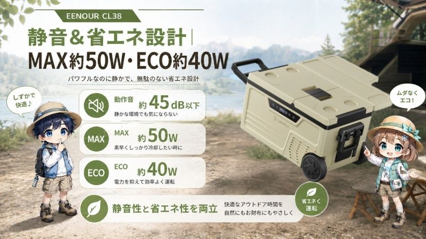 静音＆省エネ設計｜MAX約50W・ECO約40W