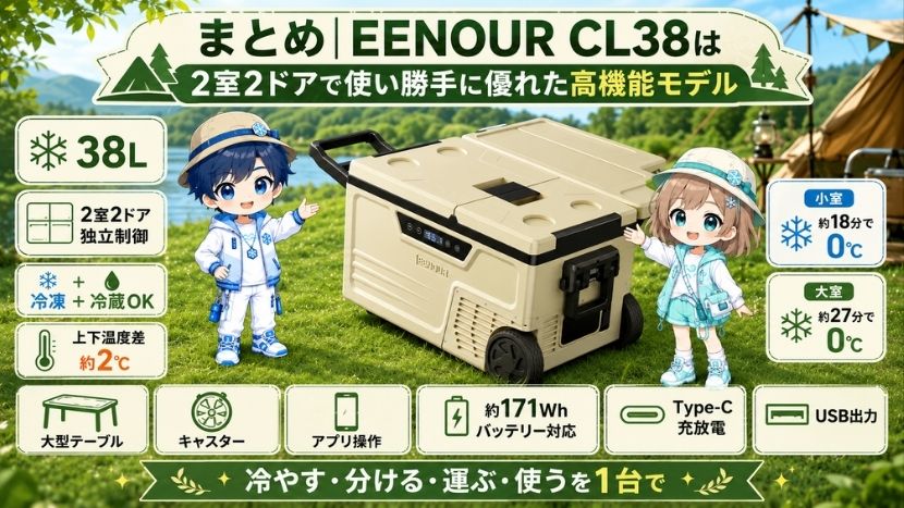 まとめ｜EENOUR CL38は2室2ドアで使い勝手に優れた高機能モデル