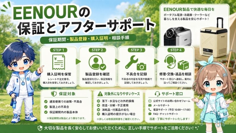 EENOURの保証とアフターサポート