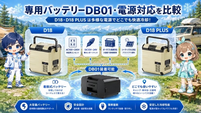 専用バッテリーDB01・電源対応を比較