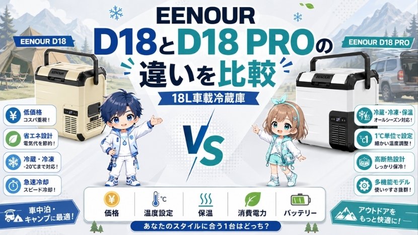 EENOUR D18とD18 PROの違いを比較｜18L車載冷蔵庫