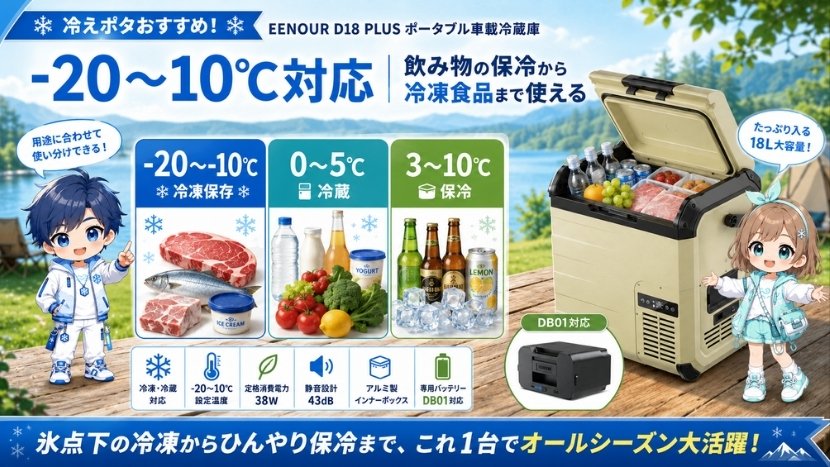 -20〜10℃対応|飲み物の保冷から冷凍食品まで使える