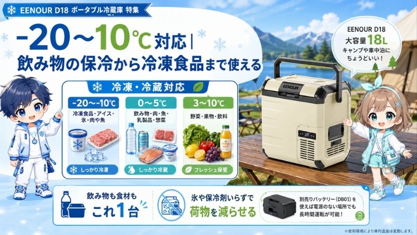 -20〜10℃対応｜飲み物の保冷から冷凍食品まで使える