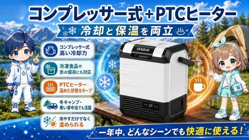 コンプレッサー式＋PTCヒーター｜冷却と保温を両立