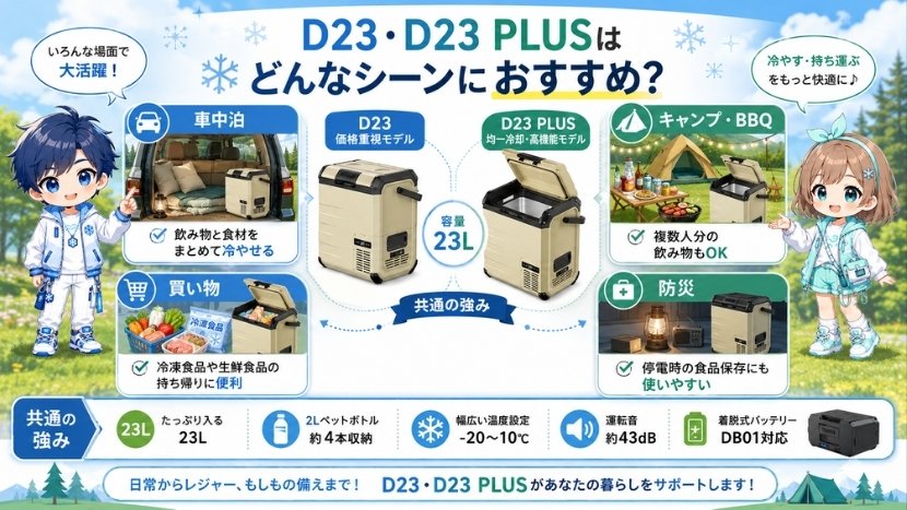 D23・D23 PLUSはどんなシーンにおすすめ？