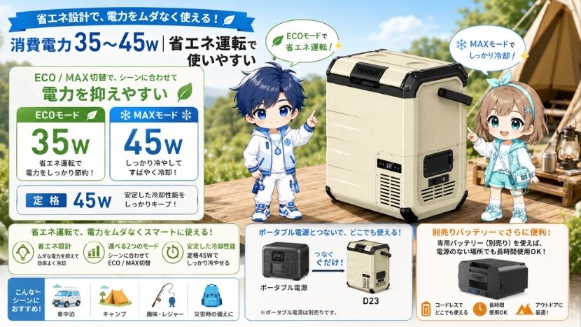 消費電力35〜45W｜省エネ運転で使いやすい