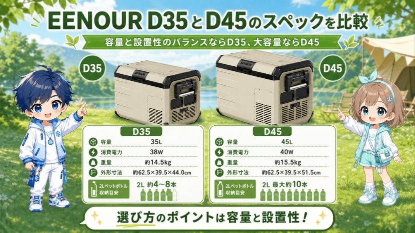 EENOUR D35とD45のスペックを比較