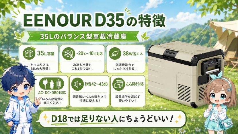 EENOUR D35の特徴｜35Lのバランス型車載冷蔵庫