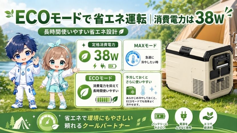 ECOモードで省エネ運転｜消費電力は38W