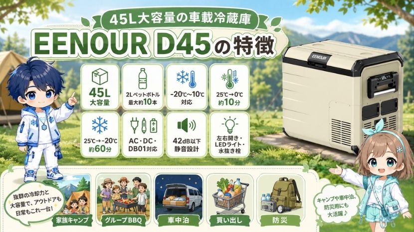 EENOUR D45の特徴｜45L大容量の車載冷蔵庫