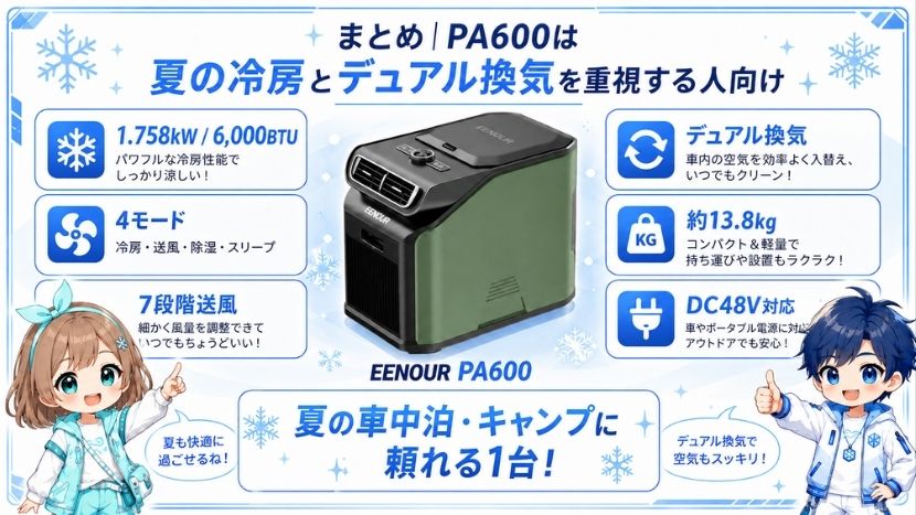 まとめ｜PA600は夏の冷房とデュアル換気を重視する人向け
