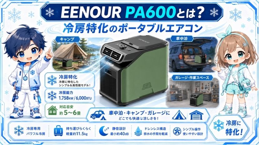 EENOUR PA600とは？冷房特化のポータブルエアコン