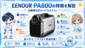 EENOUR PA800の特徴を解説｜冷暖房対応ポータブルエアコン