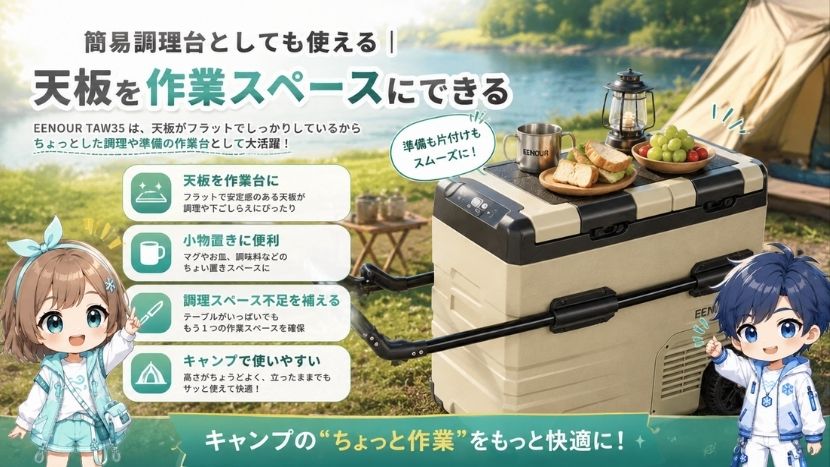 簡易調理台としても使える｜天板を作業スペースにできる
