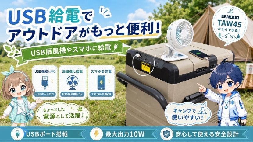 USBポート付き｜小型機器へ給電できる