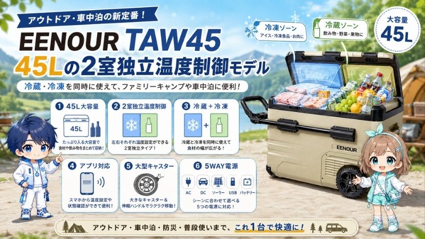 EENOUR 車載冷蔵庫TAW45 特徴