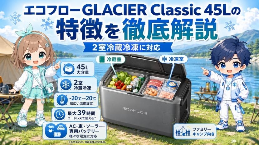 エコフローGLACIER Classic 45Lの特徴を徹底解説｜2室冷蔵冷凍に対応