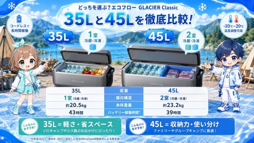GLACIER Classic 35Lと45Lの違い｜比較表
