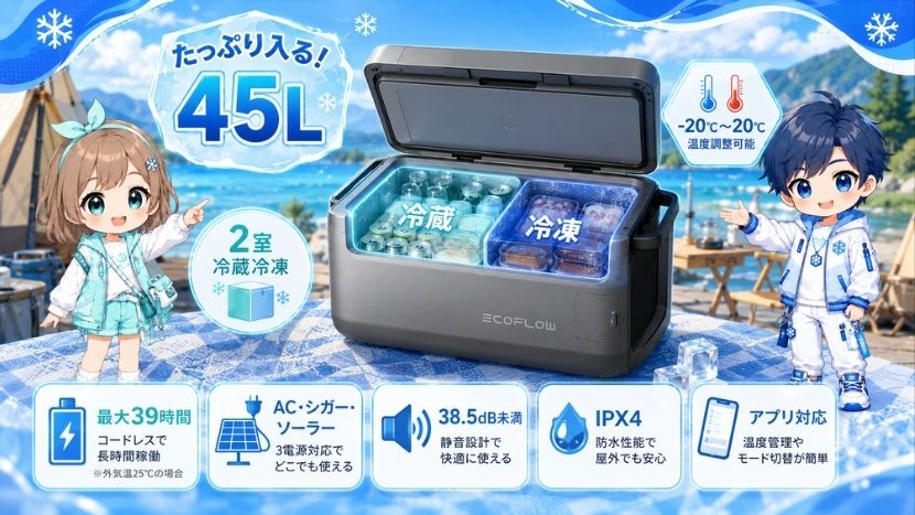 GLACIER Classic 45Lの特徴｜2室冷蔵冷凍に対応した大容量モデル