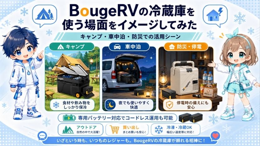 実際にBougeRVの冷蔵庫を使う場面をイメージしてみた